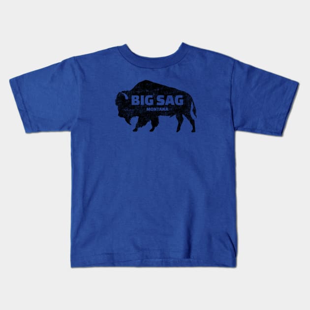 Big Sag, MT - Buffalo (Distressed) Kids T-Shirt by Where?!? Apparel